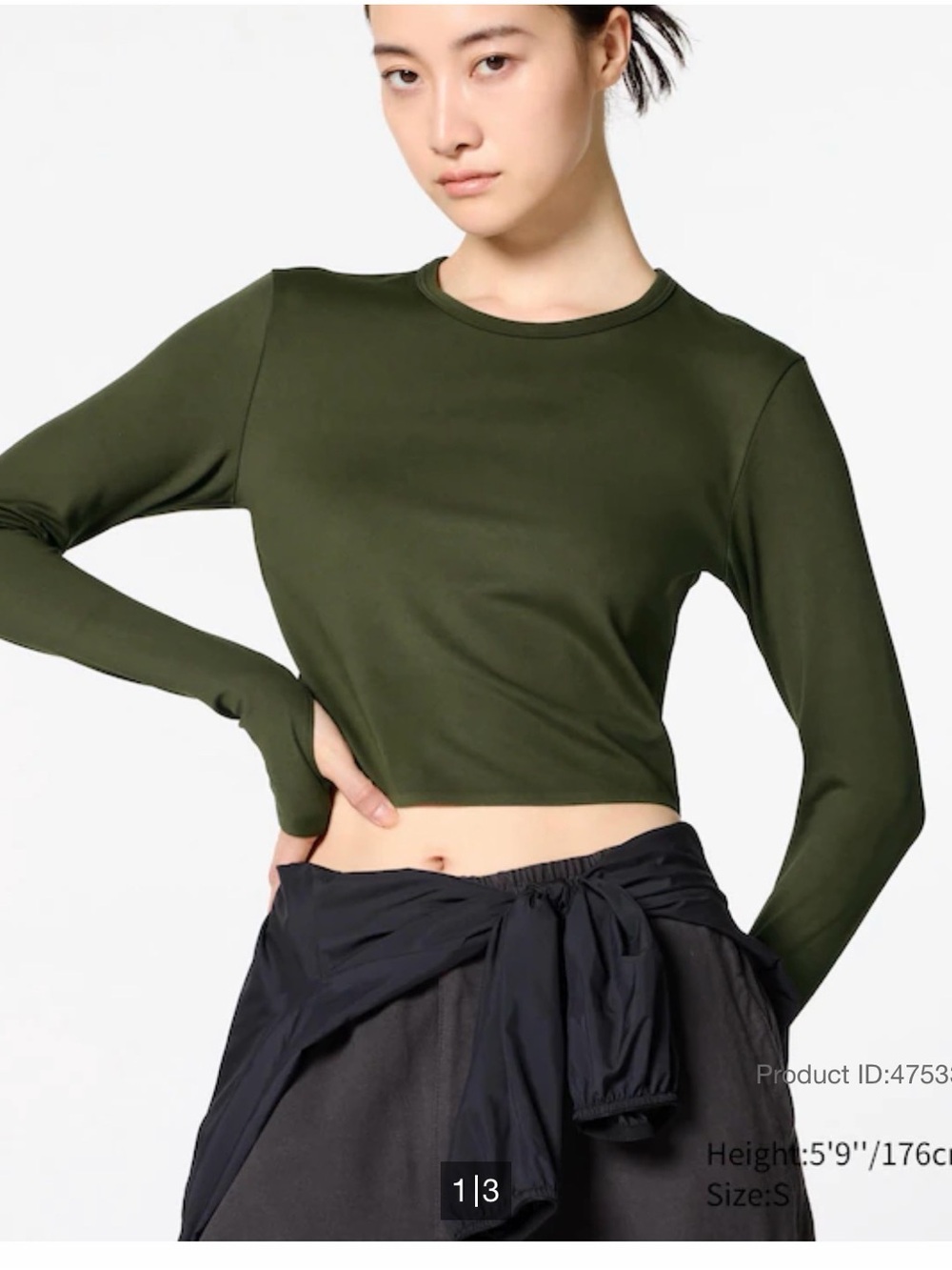Uniqlo Black Long-Sleeve UV Cropped Long Sleeve Top Size Small